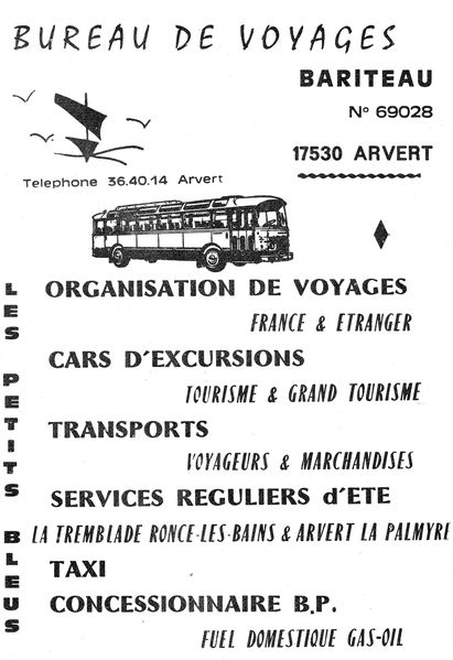 Publicité des années 7O pour Les petits bleus cars, condu