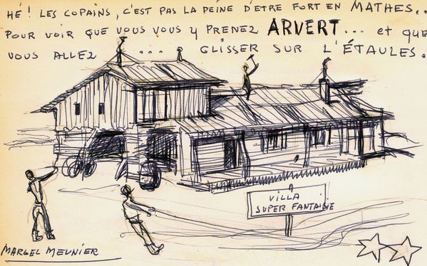 W Dessin d'un des décors du film Point de chute interprét